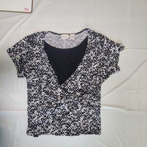 Womens Kim Rodgers short sleeve blouse.  Black/white.  Size Large.‎